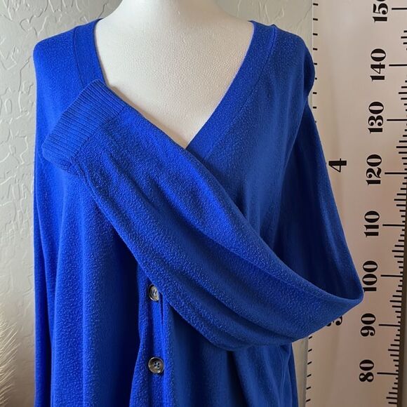 Faded Glory blue button front long sleeve V-neck cardigan light weight plus size - Picture 3 of 12